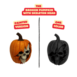 BROKEN PUMPKIN WITH SKELETON HEAD / HALLOWEEN DECOR / GOTHIC DECOR 3d model