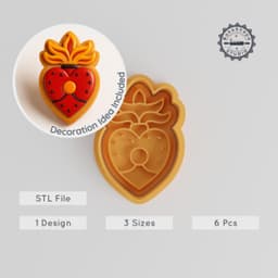 Heart Shape Cutter & Stamp, Set of 6, Perfect for Cookies & Fondant, S/M/L, Day of the Dead Design PRODUCT_947 3d model
