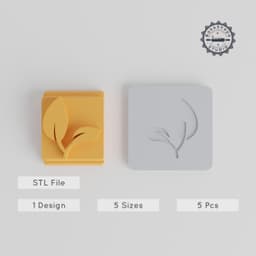 Leaf Stamp Tile Set, Motif Sizes 20-40mm, Perfect for Clay, Cookies & Fondant, Nature Symbol, Botanical Design PRODUCT_5135 3d model
