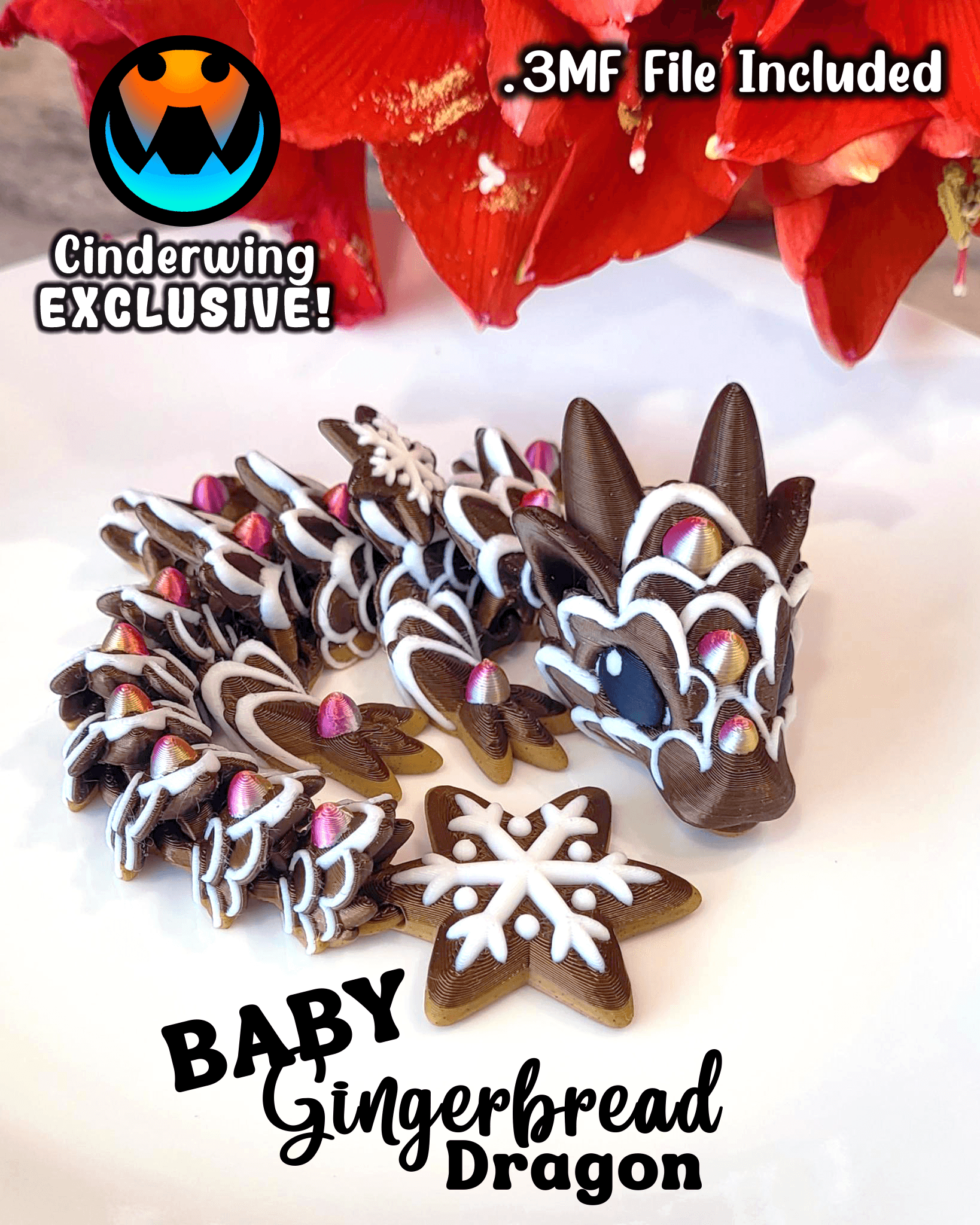 Baby Gingerbread Cookie Dragon 3d model