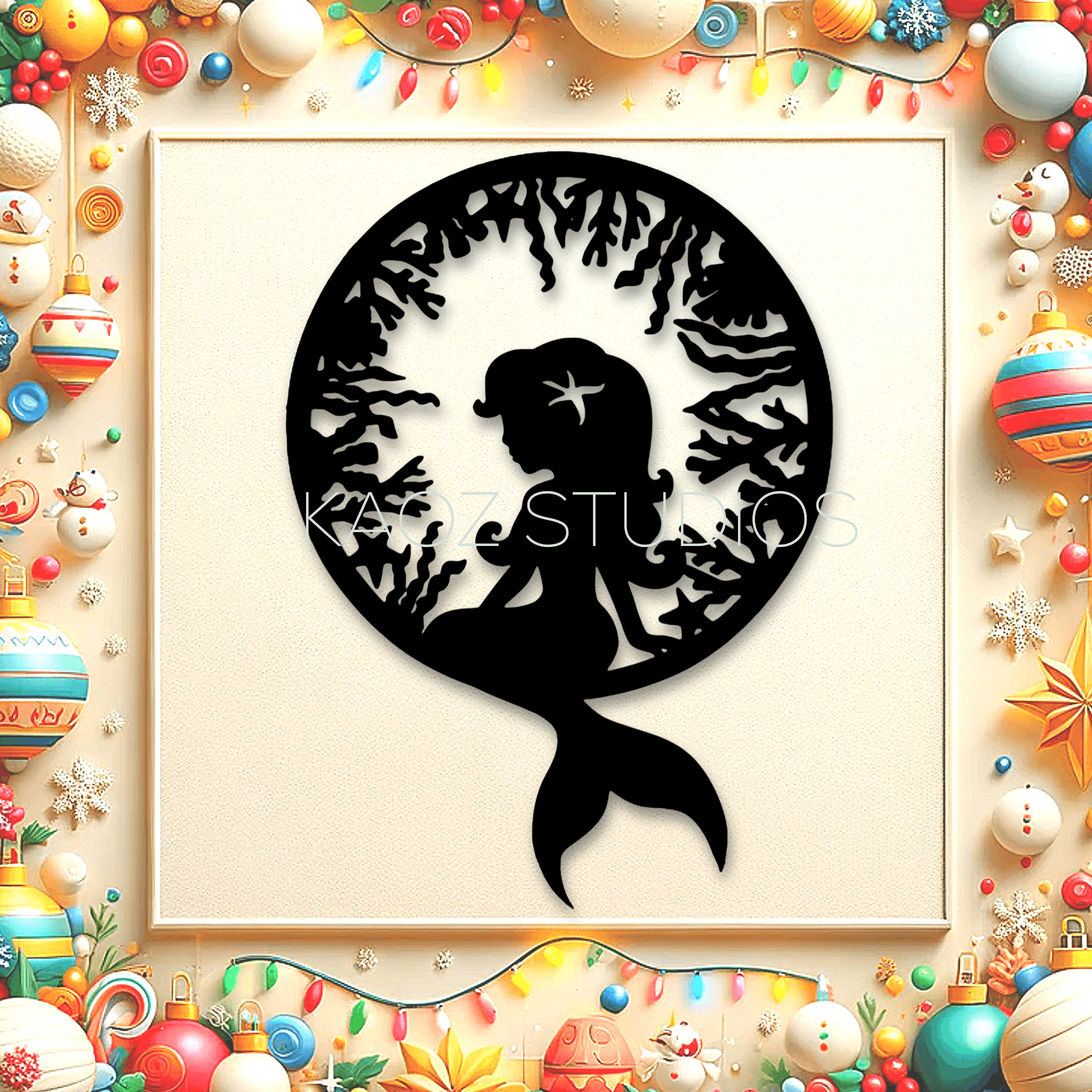 mermaid wall art underwater decor wall decoration ocean 2d art 3d model