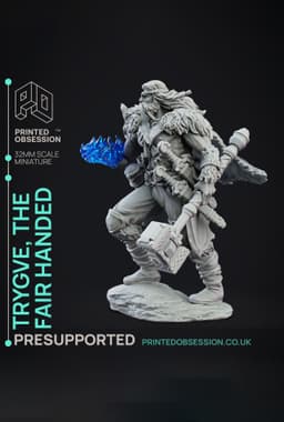 Trygve - The Fair Handed - Deity Fight Club - PRESUPPORTED - Illustrated and Stats - 32mm scale 3d model