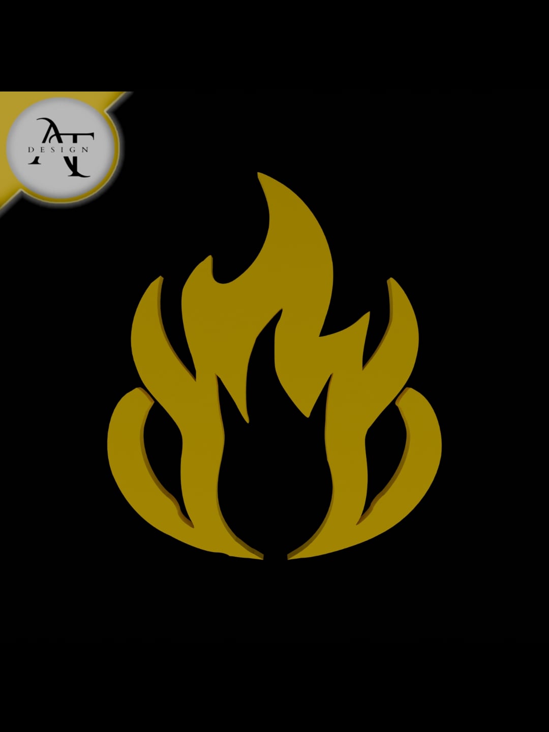 Simple Flame Symbol - 2D Art 3d model