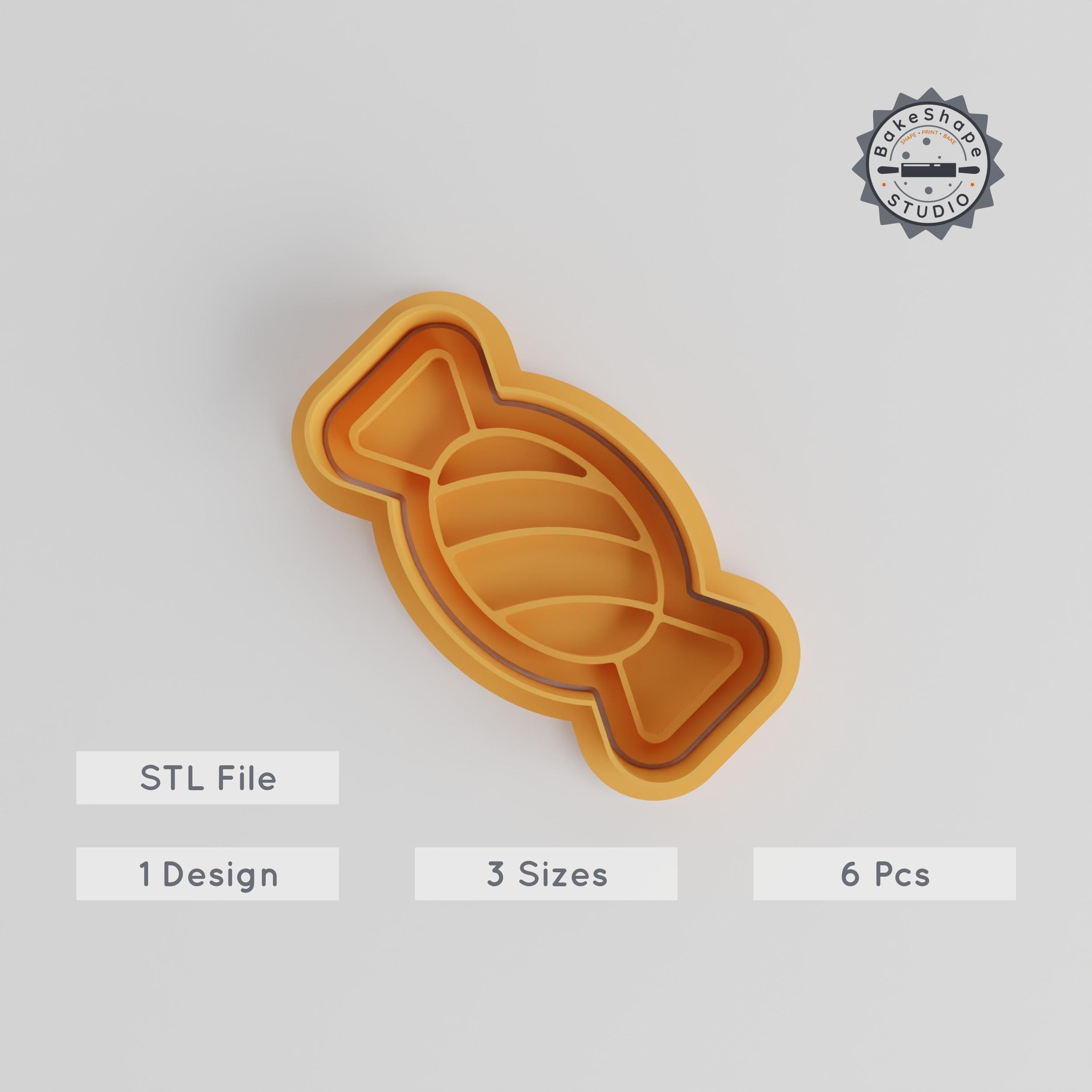 Candy Shape Cutter & Stamp Set, Perfect for Cookies & Fondant, Includes 6 Pieces, S/M/L Sizes, Sweet Treat, Festive Candy Design PRODUCT_4829 3d model