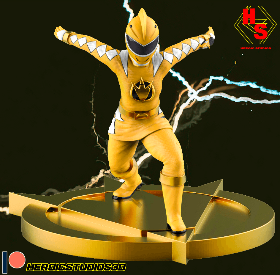 Yellow Dino Thunder Statue 3d model