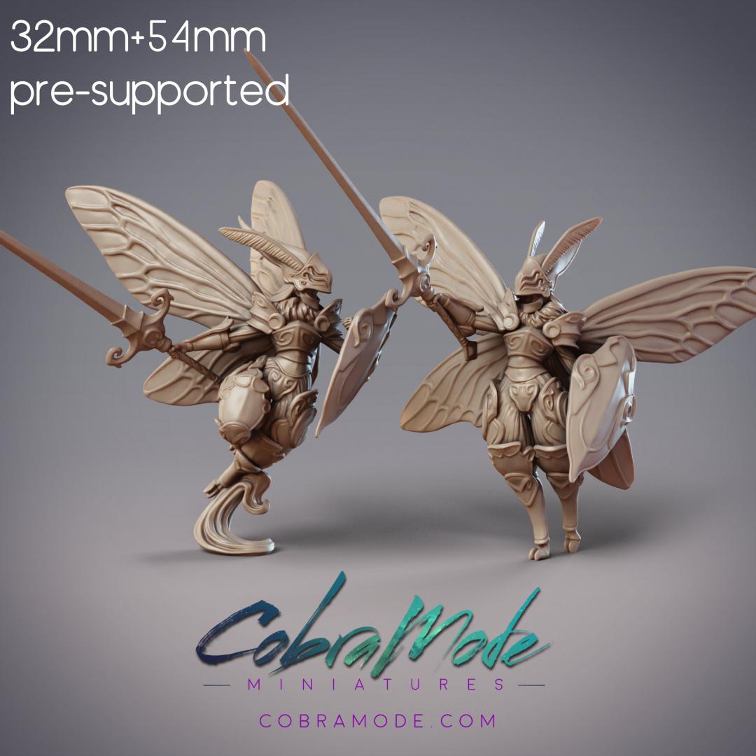 Mothfolk Knight - Neria, Noctuoidea Decertator - 2 Poses (Pre-Supported) 3d model
