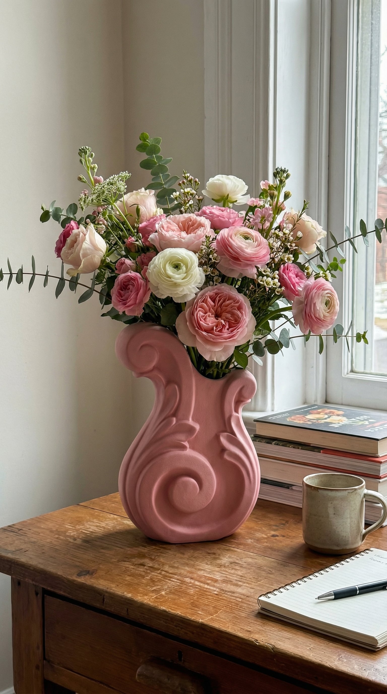 Ornate Rococo Scroll Vase - Coquette Aesthetic Floral Home Decor 3d model