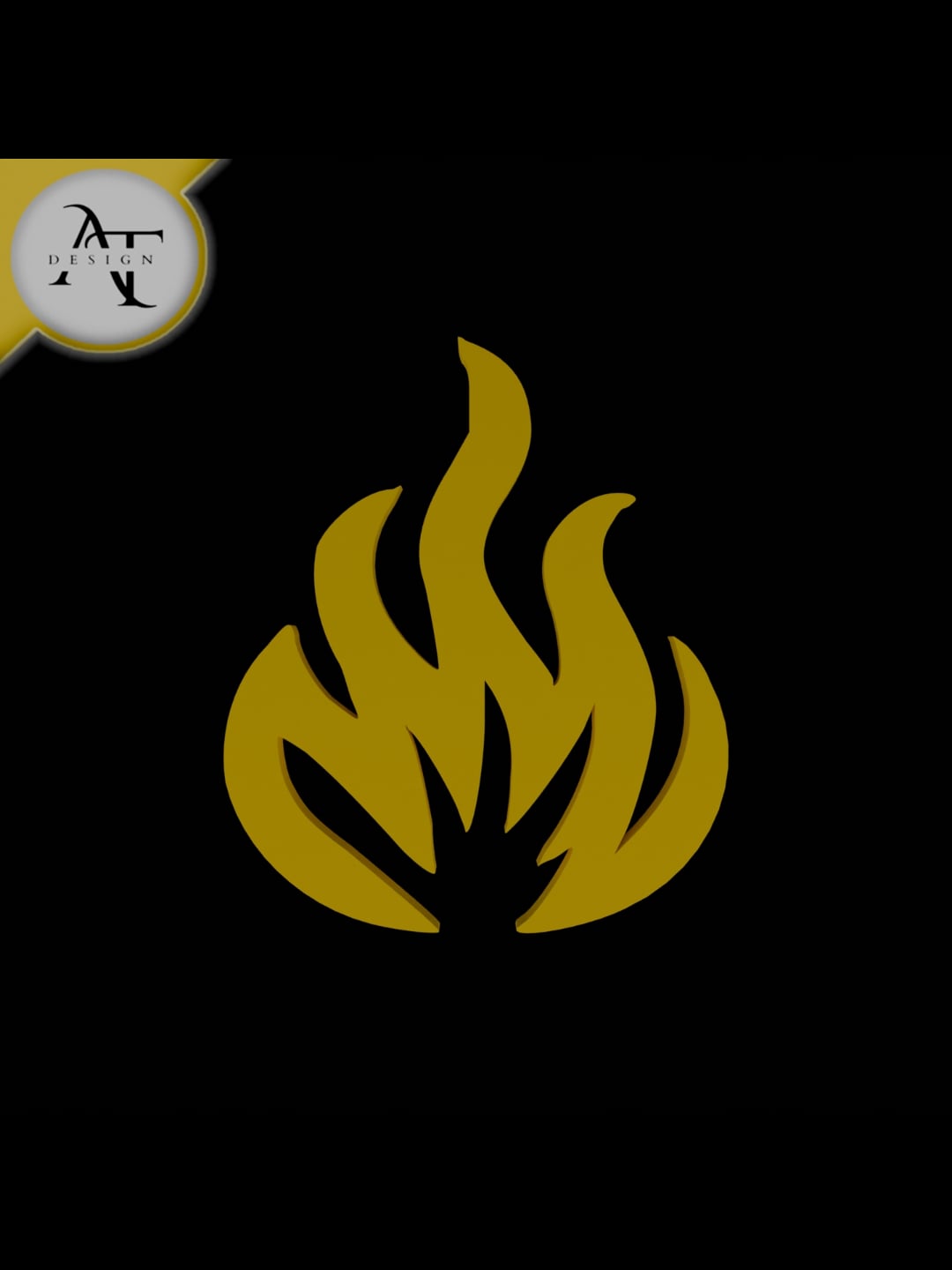 Simple Flame Symbol - 2D Art 3d model