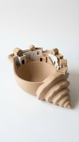 Santorini Village Seashell Catch-All Bowl - Architectural Greek Island Entryway Tray 3d model