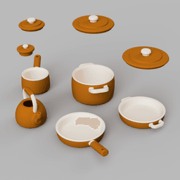 1/12 Scale Cookware Set (5 piece) for Dollhouses 3d model