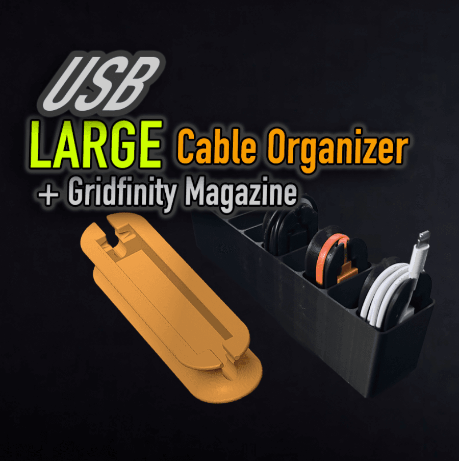 Usb Cable With Storage USB Cable Storage X-LARGE 150mm - 3D model by K2_Kevin on Thangs