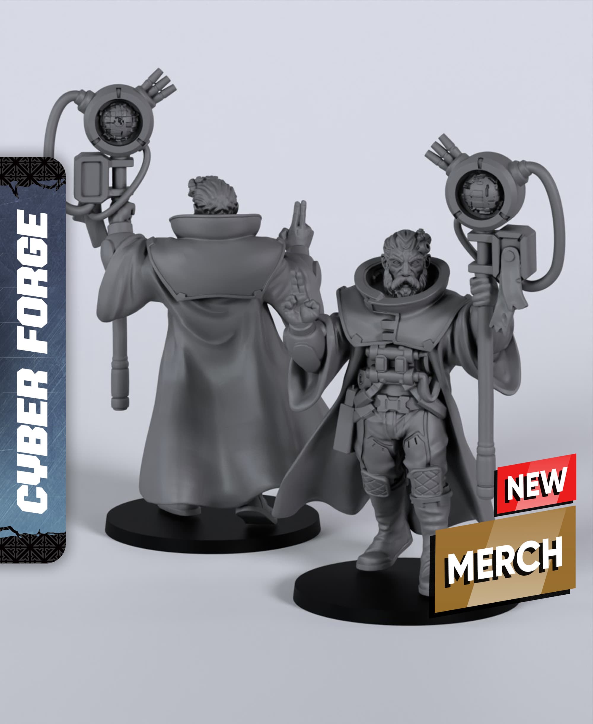 Alameric Technopreacher - With Free Cyberpunk Warhammer - 40k Sci-Fi Gift Ideas for RPG and Wargamer 3d model
