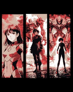 Women pilots and their mecha guardians - Set of bookmarks 3d model