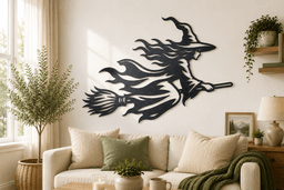 Flying Witch 2D Wall Art Halloween Fantasy Decor.3mf 3d model