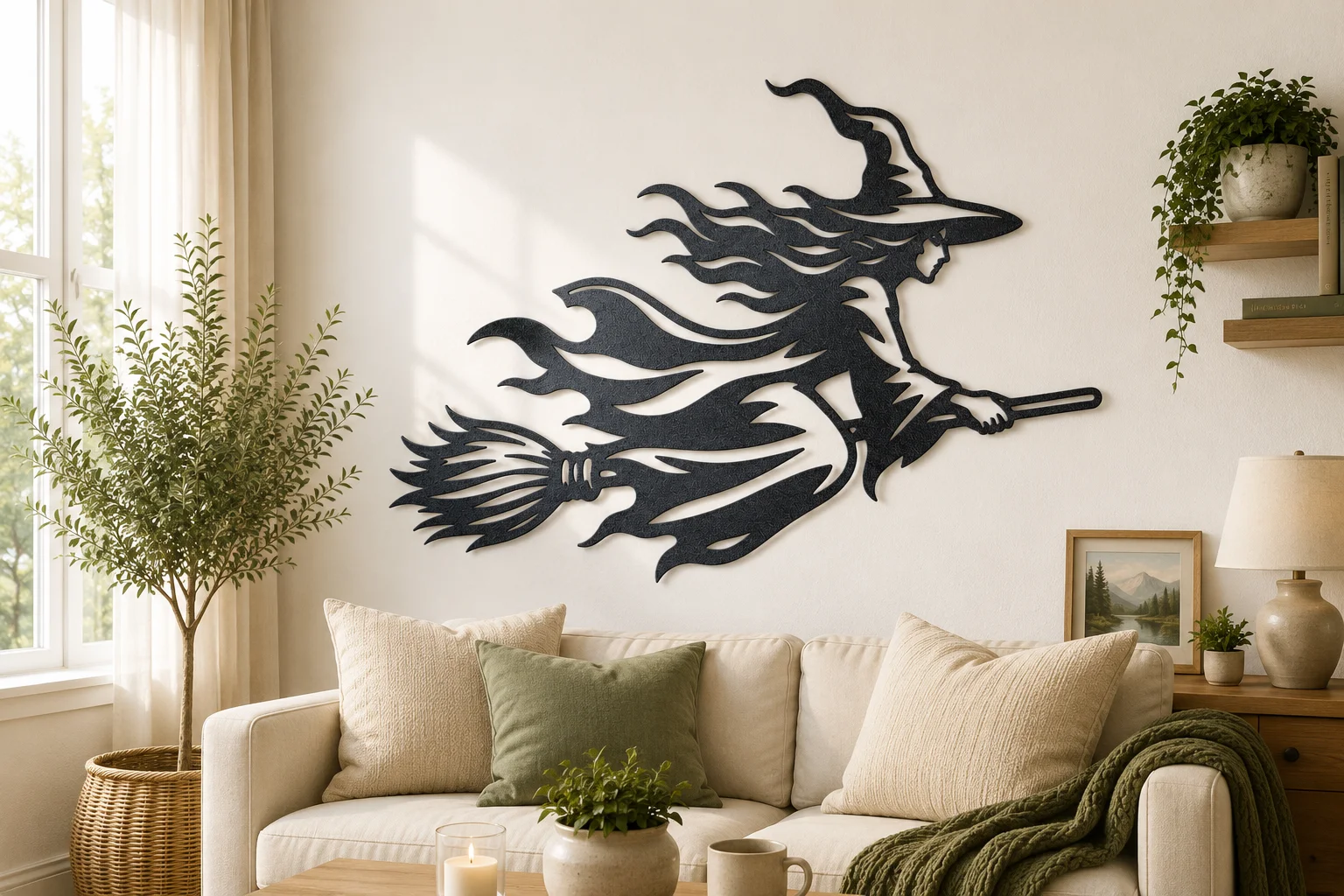 Flying Witch 2D Wall Art Halloween Fantasy Decor.3mf 3d model