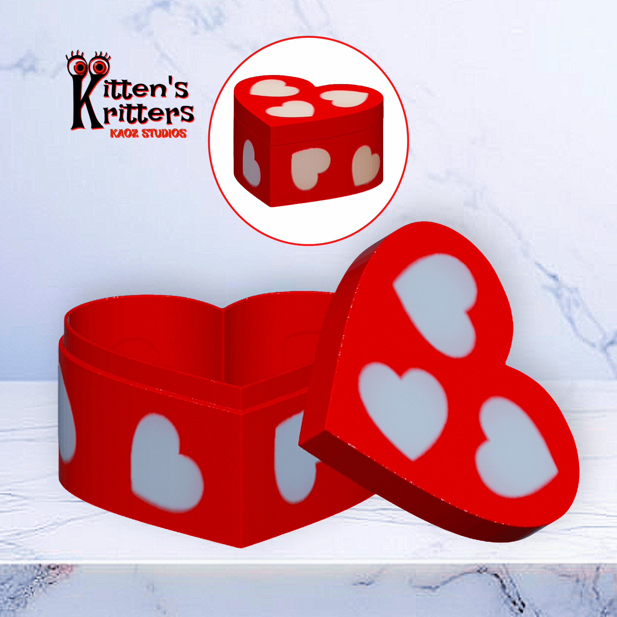 Valentines Day Heart Covered Gift Box with Lid 3d model