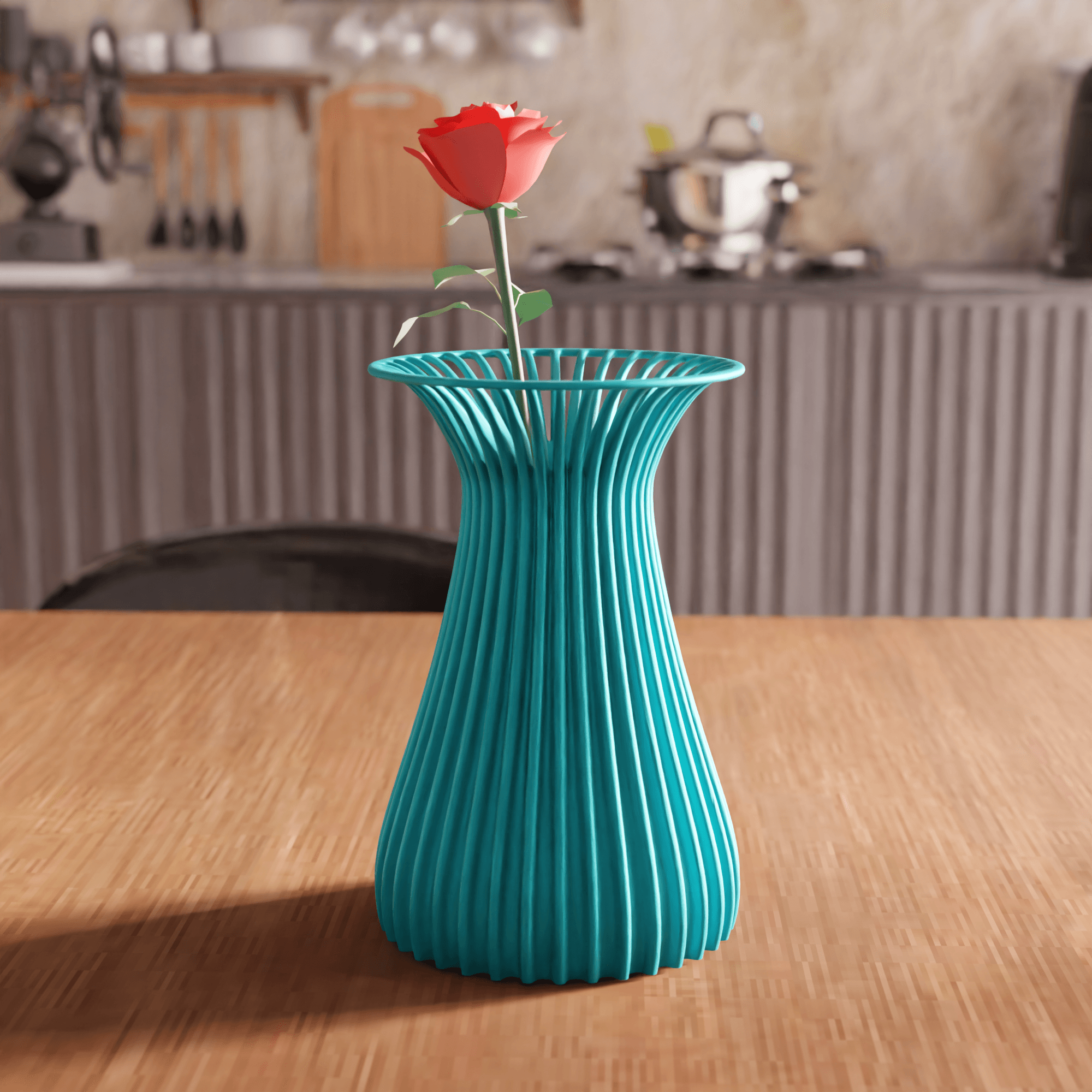 Parametric Ribbed Fluted Flower Vase 3d model