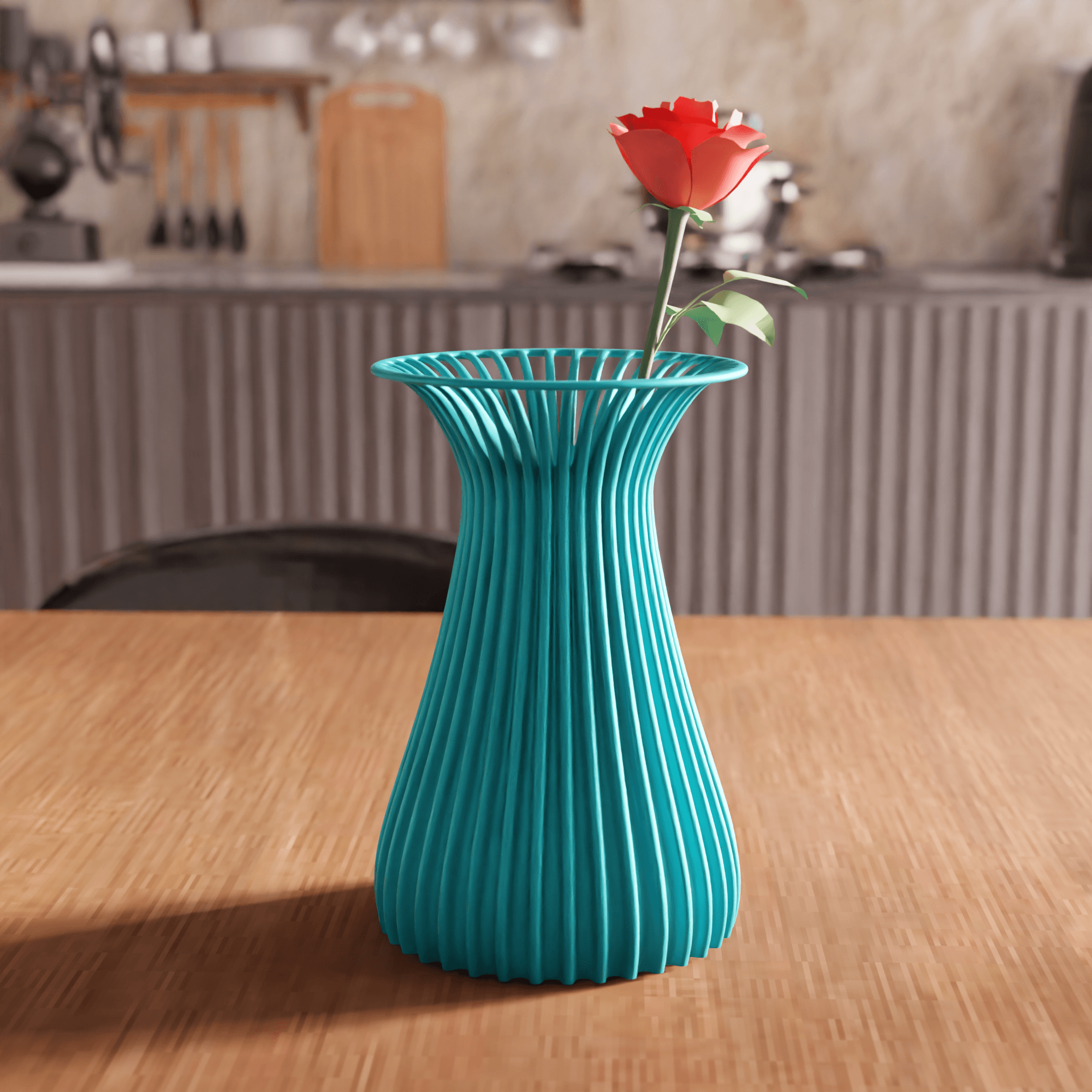 Parametric Ribbed Fluted Flower Vase 3d model