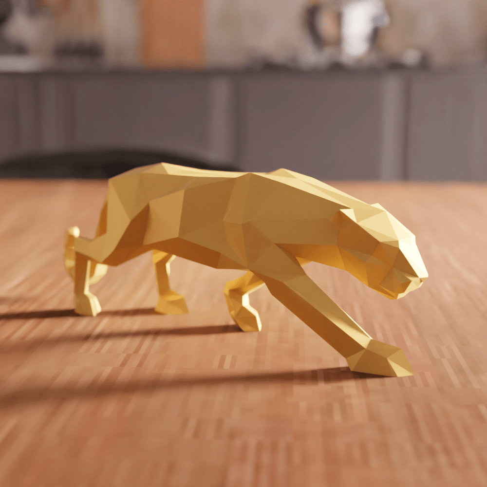 Low-Poly Prowling Panther Sculpture 3d model