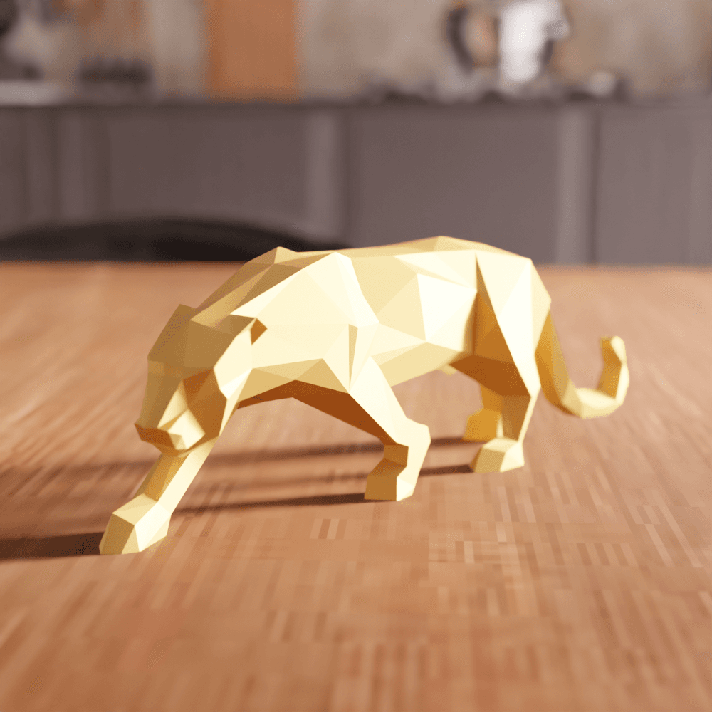 Low-Poly Prowling Panther Sculpture 3d model