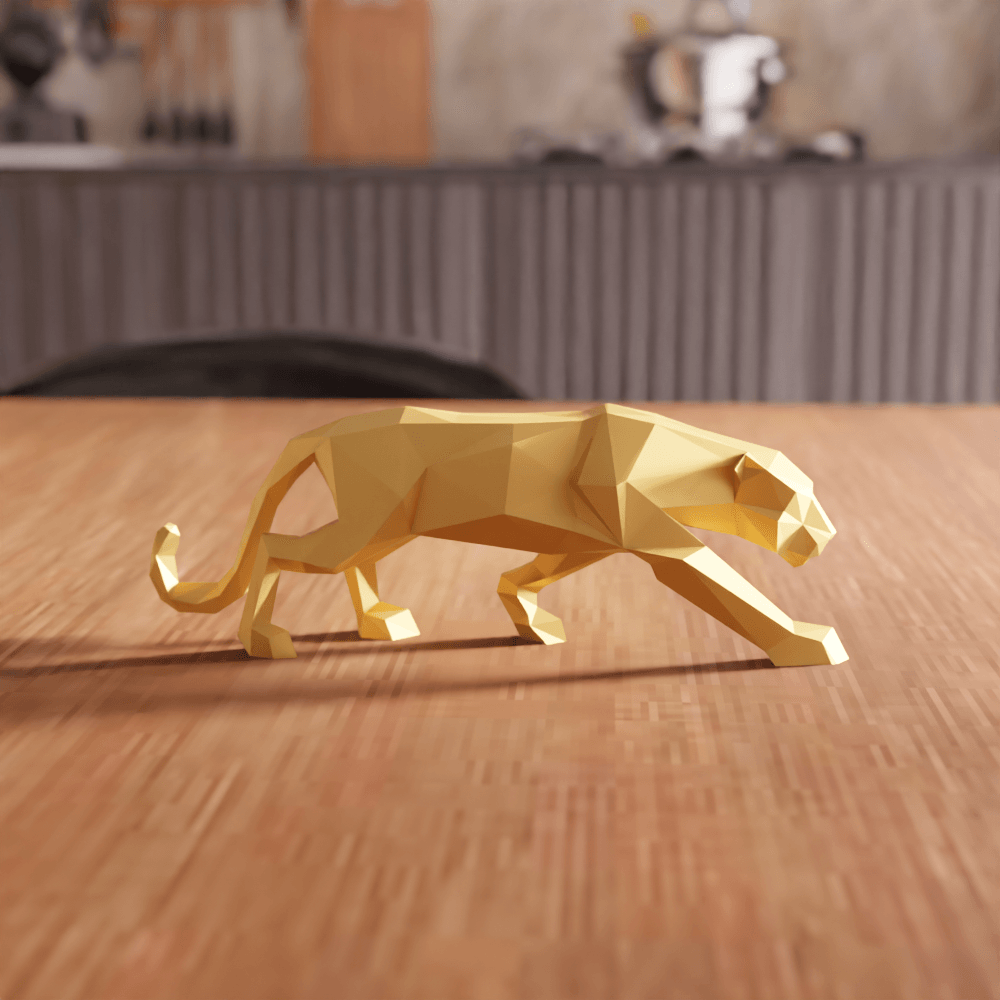 Low-Poly Prowling Panther Sculpture 3d model