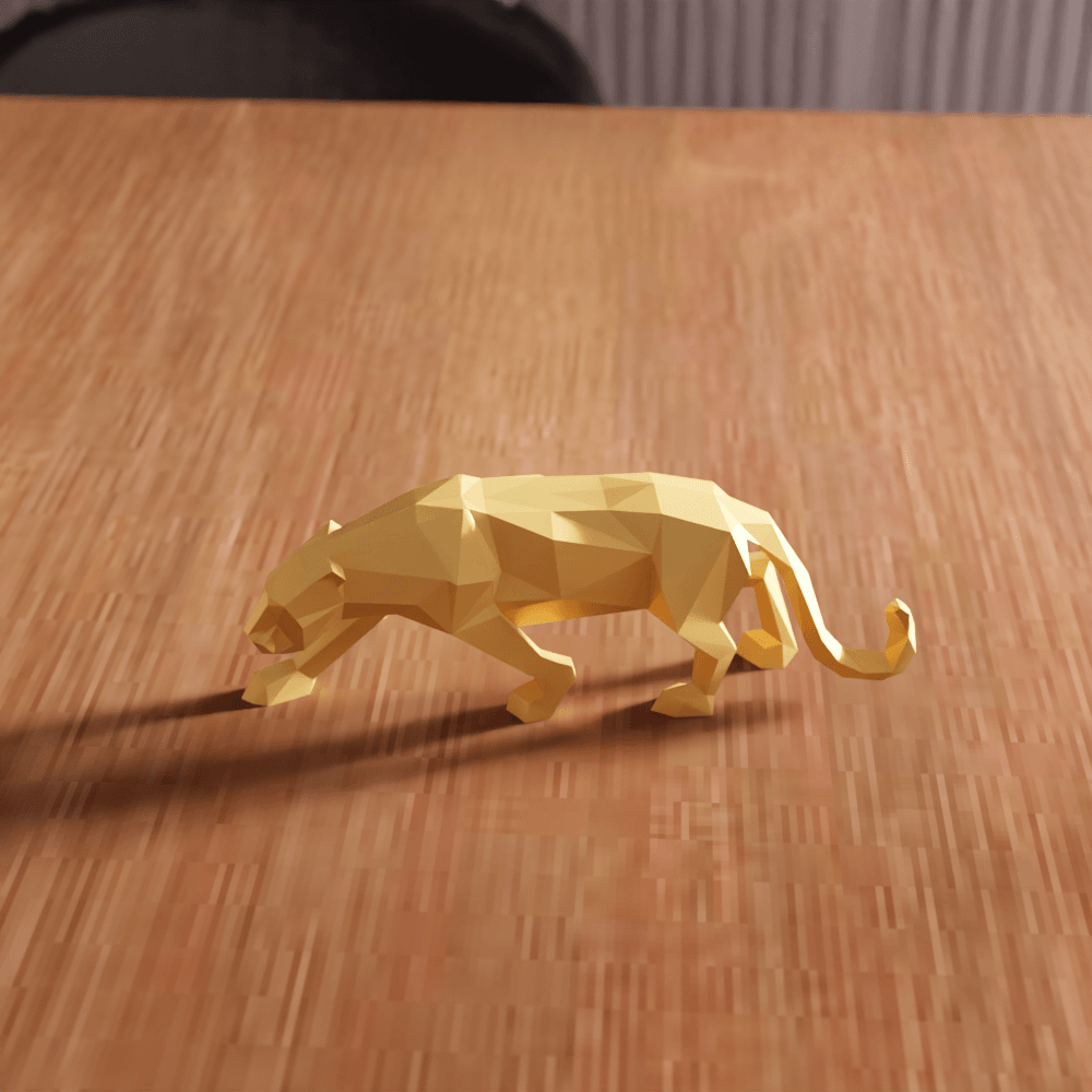Low-Poly Prowling Panther Sculpture 3d model