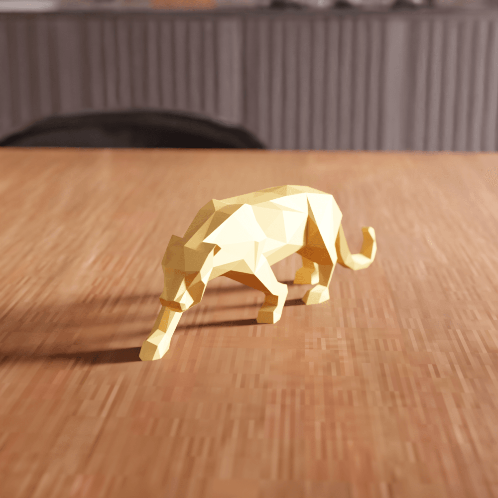 Low-Poly Prowling Panther Sculpture 3d model