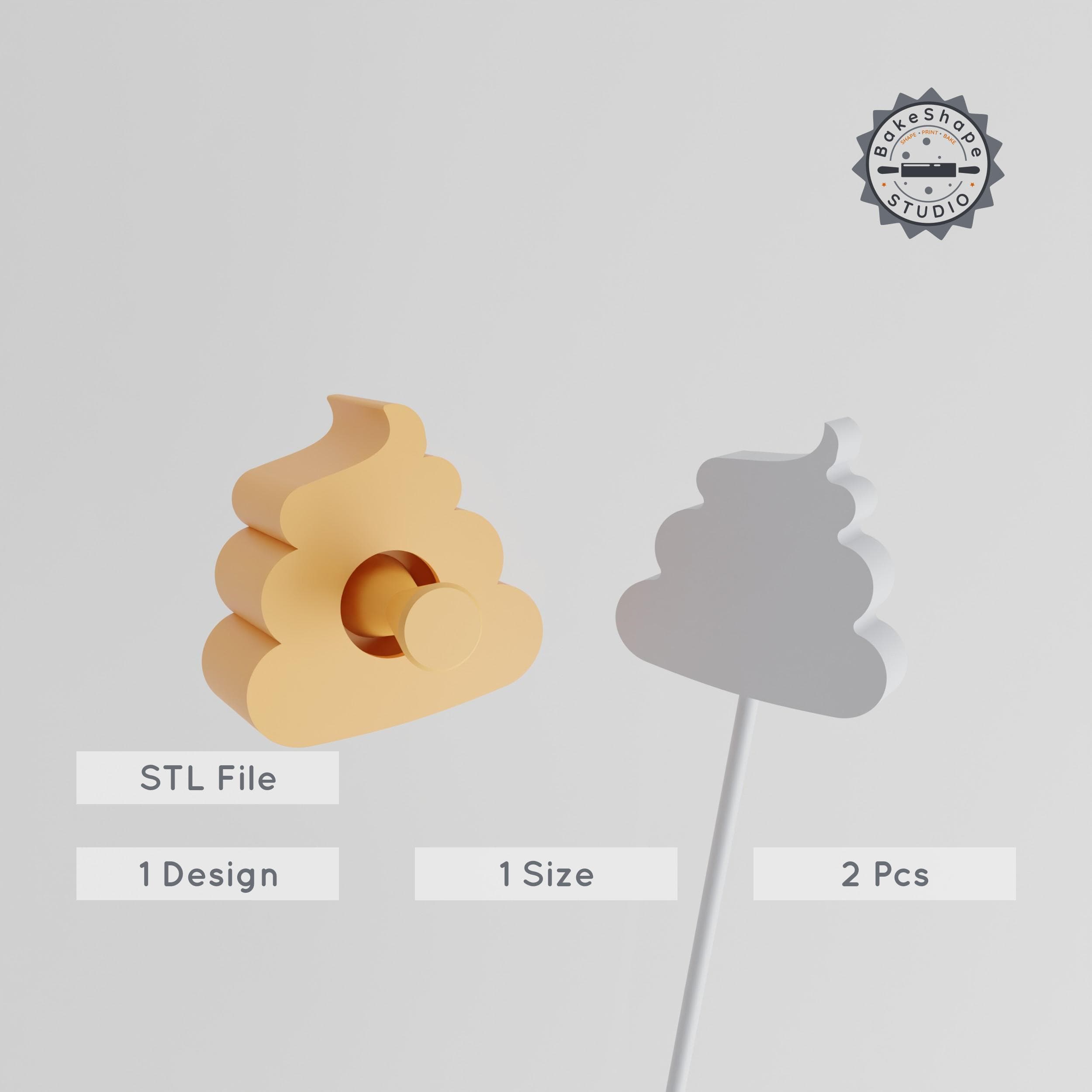 Poop Cake Pop Mold, Angry Droplet & Grumpy Waste Design, Emoji Frown, 2-Piece 3D Print STL PRODUCT_1250 3d model