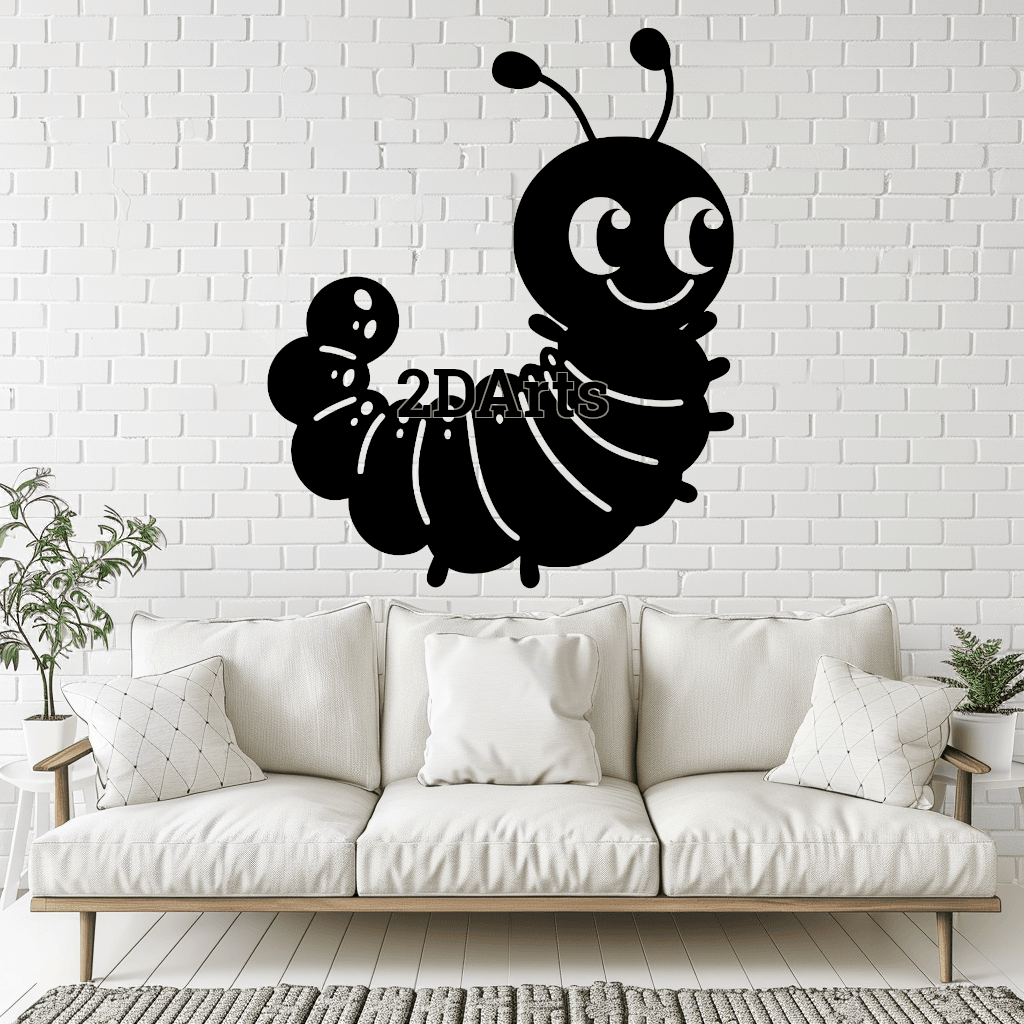 Cute Caterpillar 2D Wall Art/Window Art STL & SVG File for 3D Printing and Laser Cutting 3d model