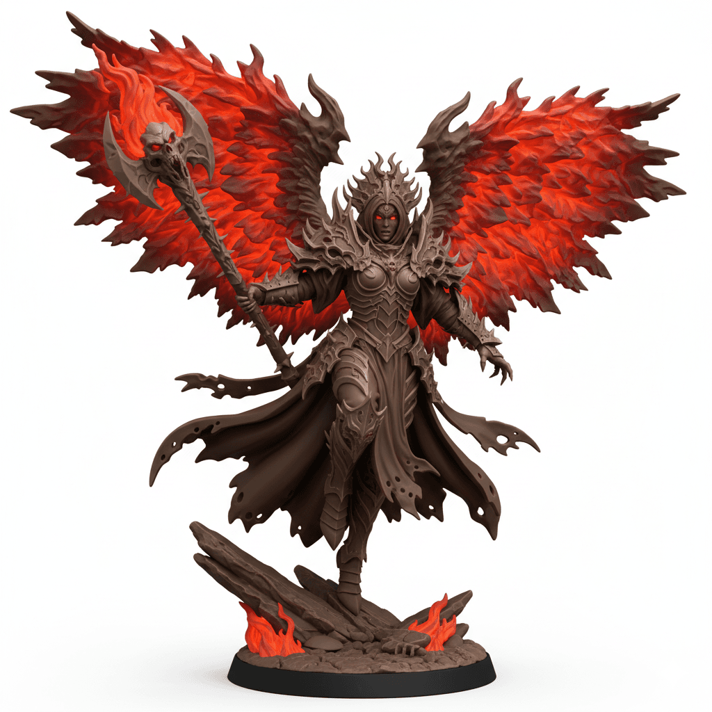 Infernal Priestess Burning Wings Premium STL File 3d model
