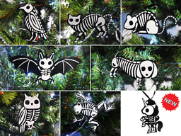 Skeleton Animals Christmas Ornament Pack - Gothic Christmas 3d model
