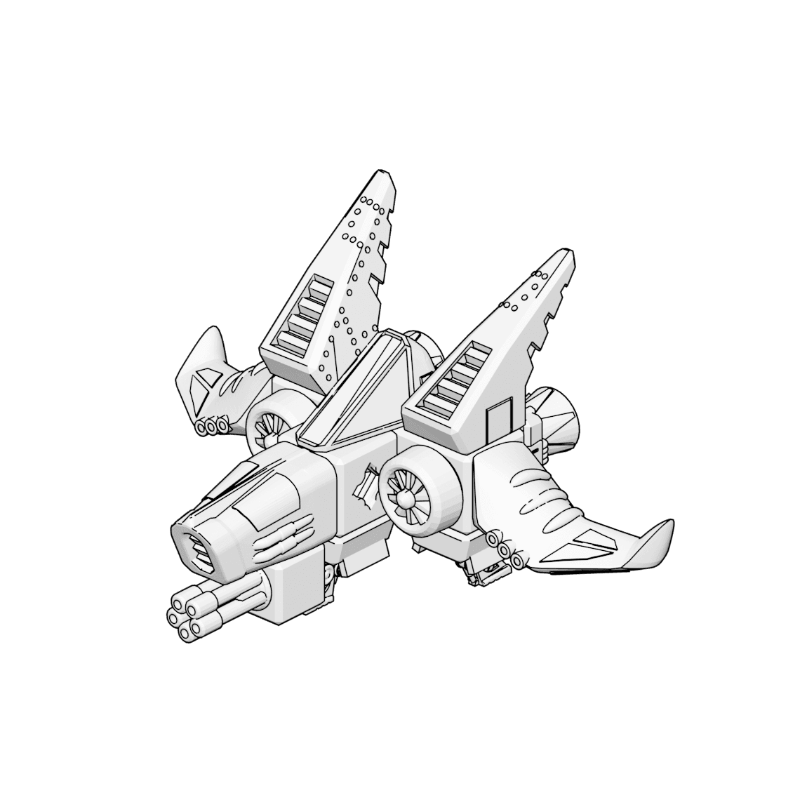 PrintABlok Airwing Spaceship Construction Toy 3d model