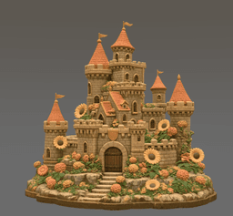 Sunflower Fantasy Castle STL File for 3D Print 3d model