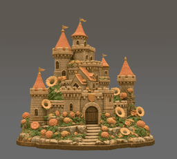 Sunflower Fantasy Castle STL File for 3D Print 3d model