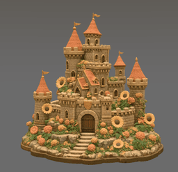 Sunflower Fantasy Castle STL File for 3D Print 3d model