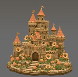 Sunflower Fantasy Castle STL File for 3D Print 3d model