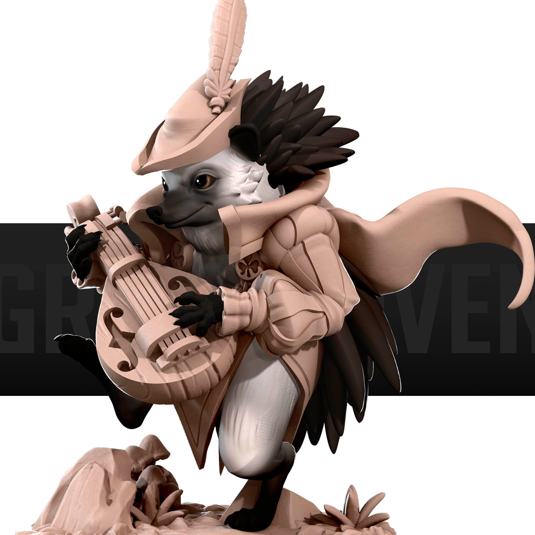 Hedgehogfolk Bard (Painting Guide Included) 3d model
