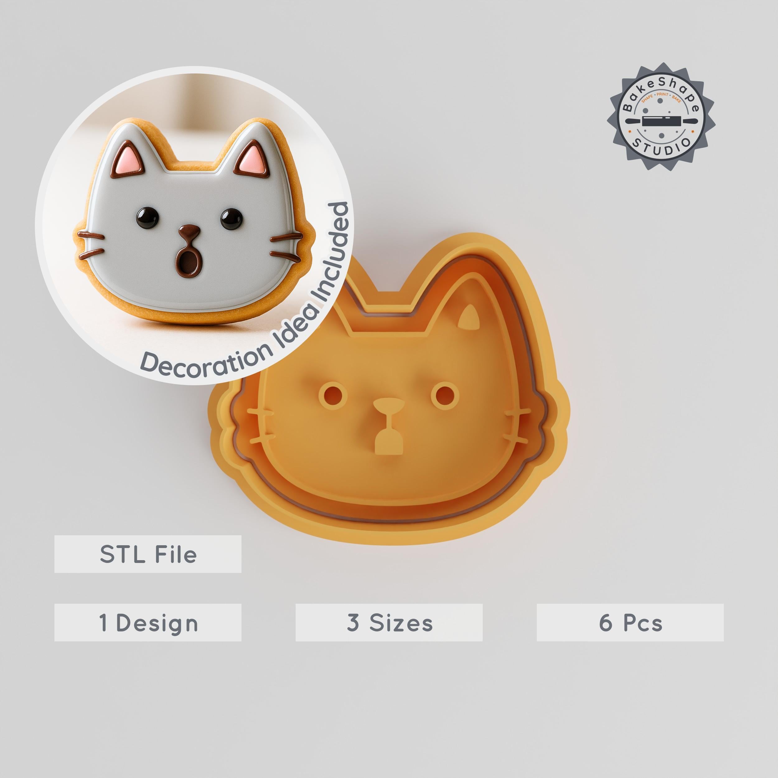 Shocked Face Cookie Cutter & Stamp Set, Surprised Emotion, 3 Sizes, Perfect for Fondant & Baking PRODUCT_859 3d model