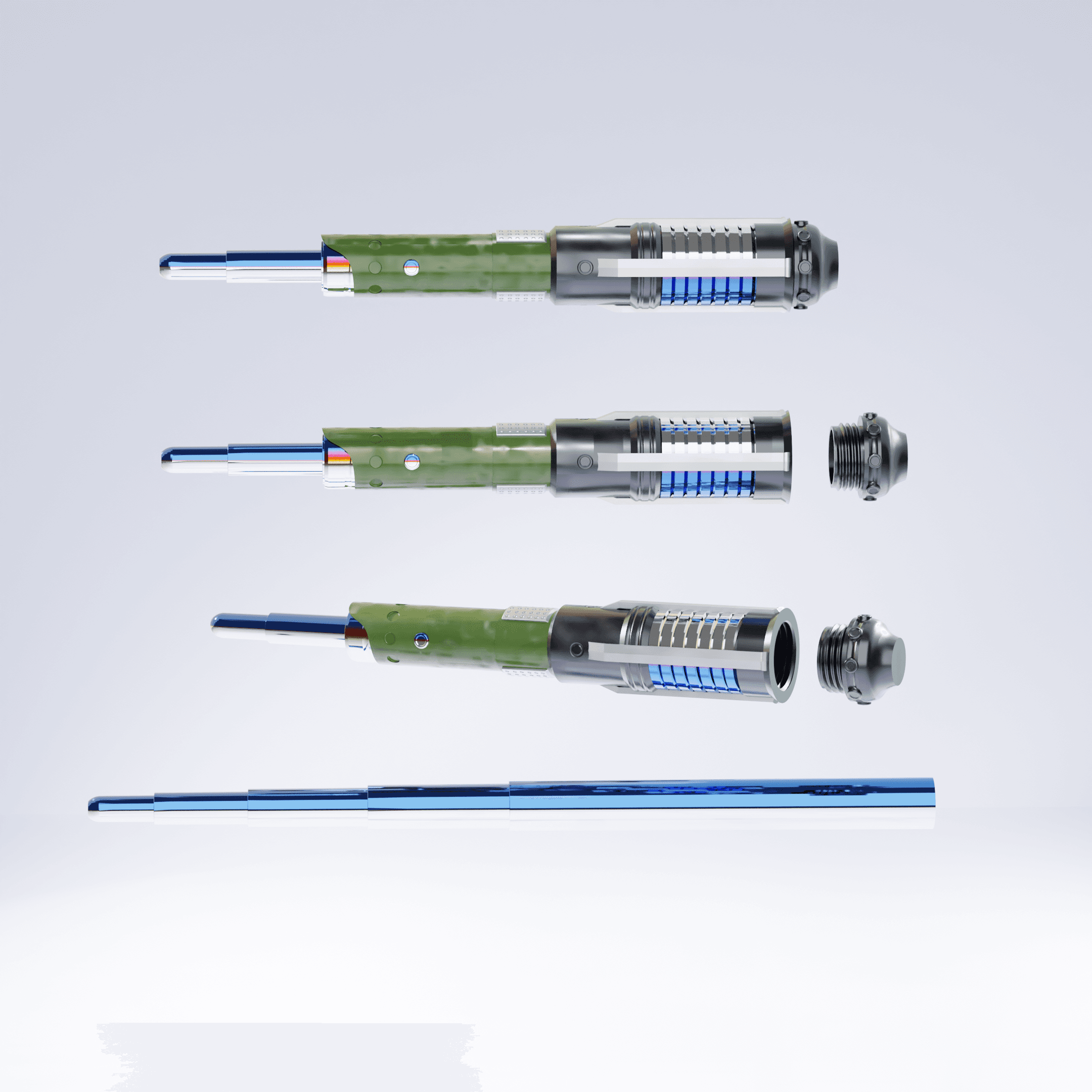 Print in Place Collapsing Jedi Lightsaber Concept 2 3d model