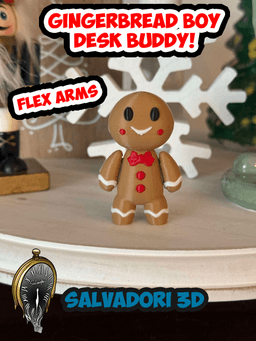 Gingerbread Boy Desk Buddy (Flex head, Arms, Ornament, Non Flex included) 3d model