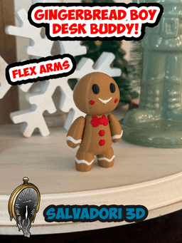 Gingerbread Boy Desk Buddy (Flex head, Arms, Ornament, Non Flex included) 3d model