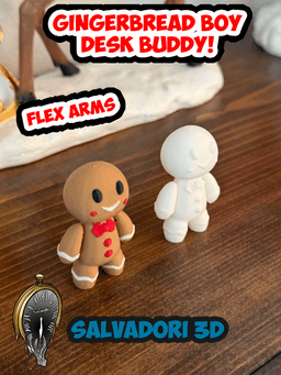 Gingerbread Boy Desk Buddy (Flex head, Arms, Ornament, Non Flex included) 3d model