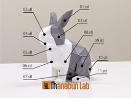 Low Poly Rabbit Magnet Puzzle (No supports, no AMS) 3d model
