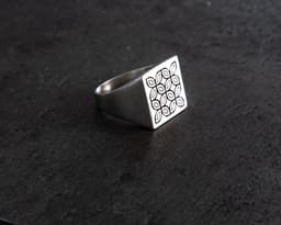 Kawung Square Signet Filigree Ring 3d model