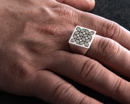 Kawung Square Signet Filigree Ring 3d model