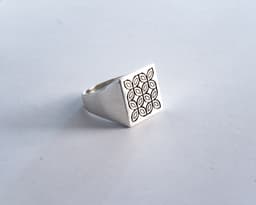 Kawung Square Signet Filigree Ring 3d model
