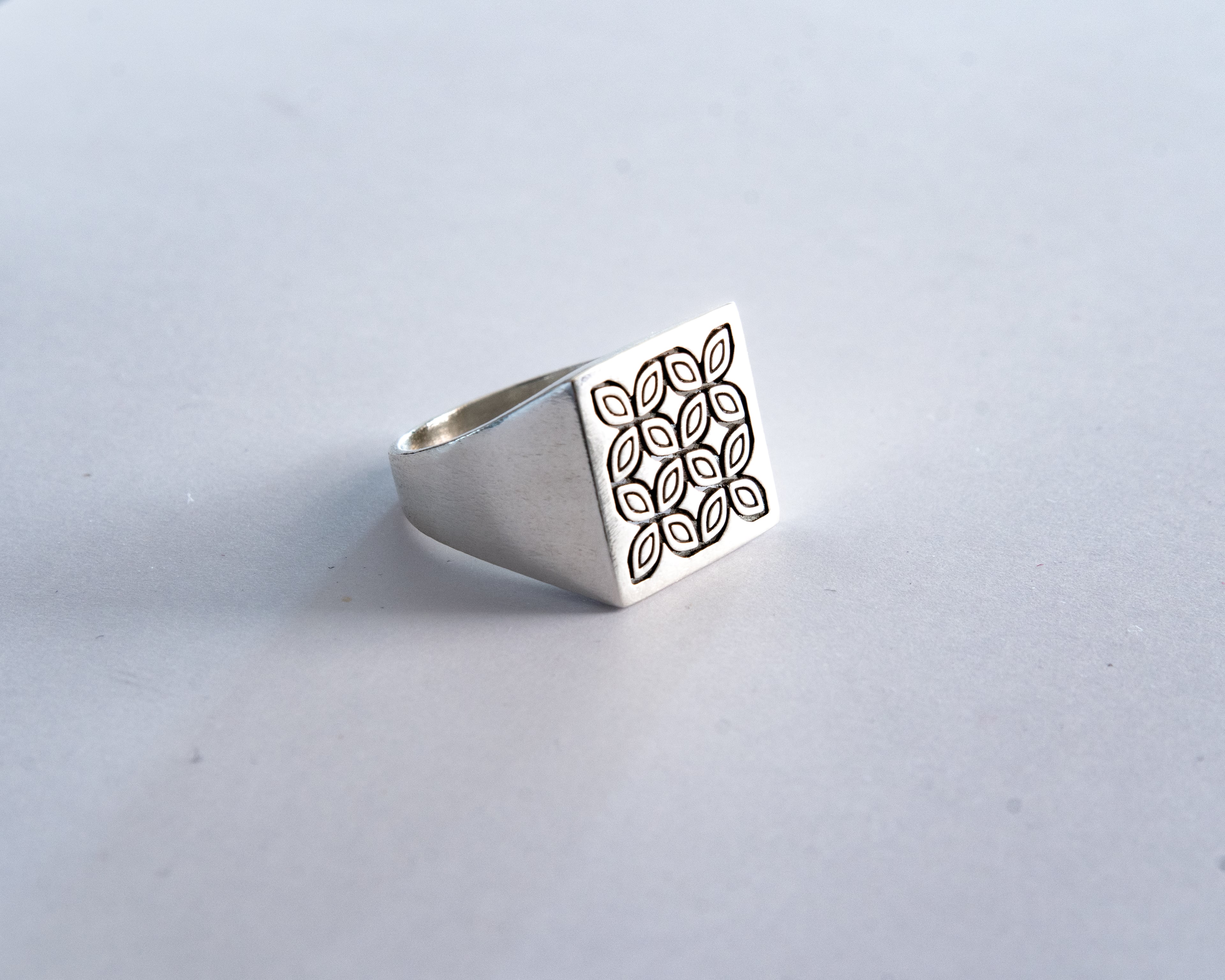 Kawung Square Signet Filigree Ring 3d model