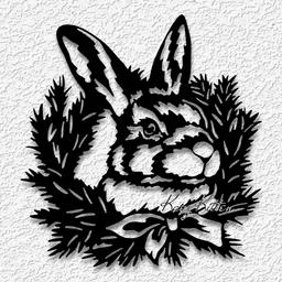 bunny in wreath wall art country home decor 3d model