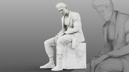 Marble sculpture Sitting Man 3d model