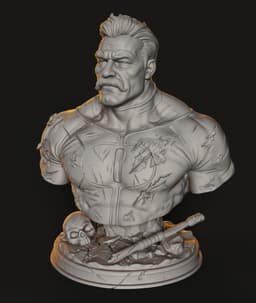 Mustache Titan Bust STL | Hero Bust 3D Print | Battle Worn 3d model